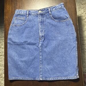 Y2K Jordache Jeanjer Denim Skirt Juniors 15/16 100% Cotton Blue 21" Vintage 90s